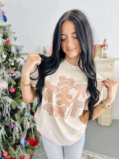 Gingerbread Cookie Bows DTF Graphic Tee