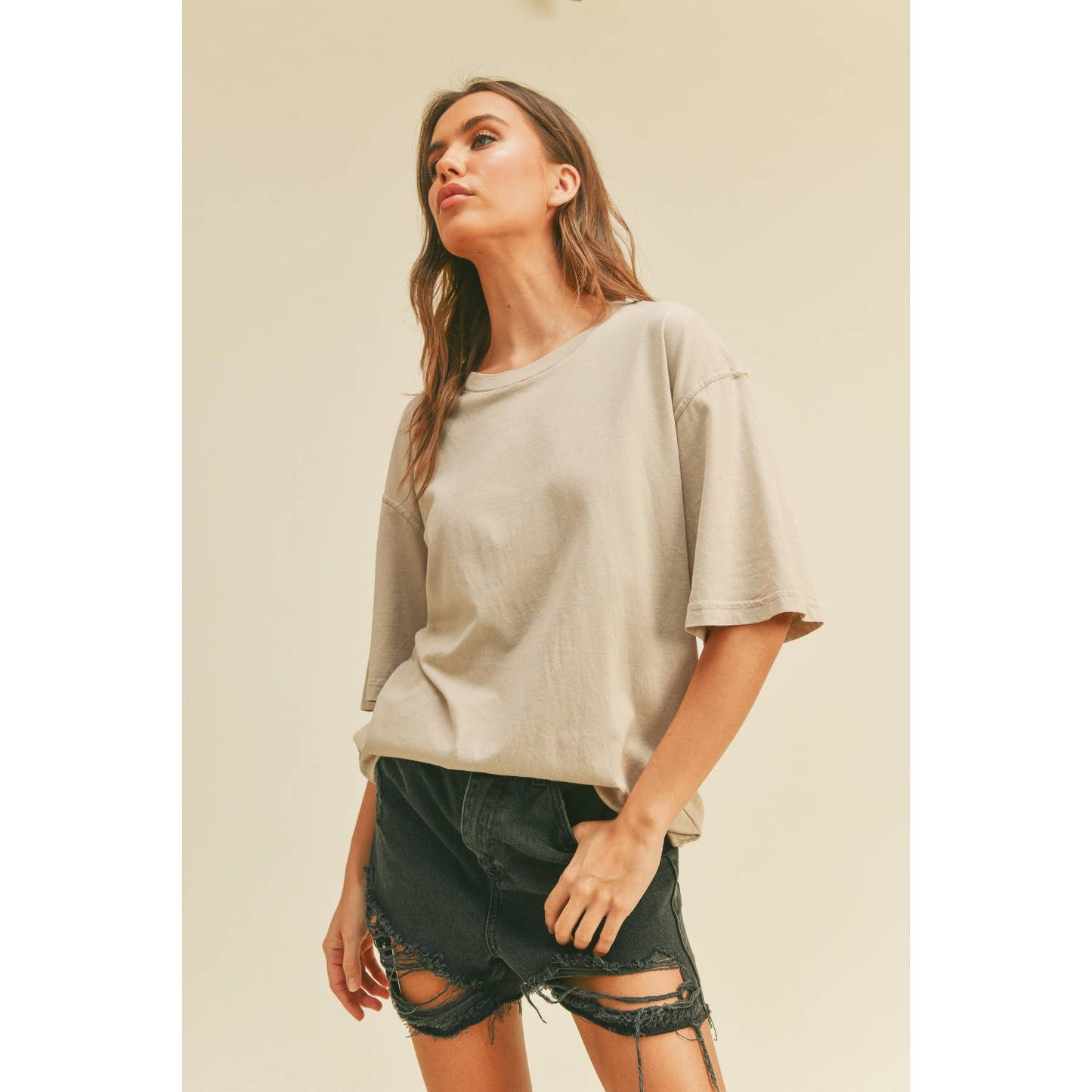 Blank Overfitted Tee: TAN / M