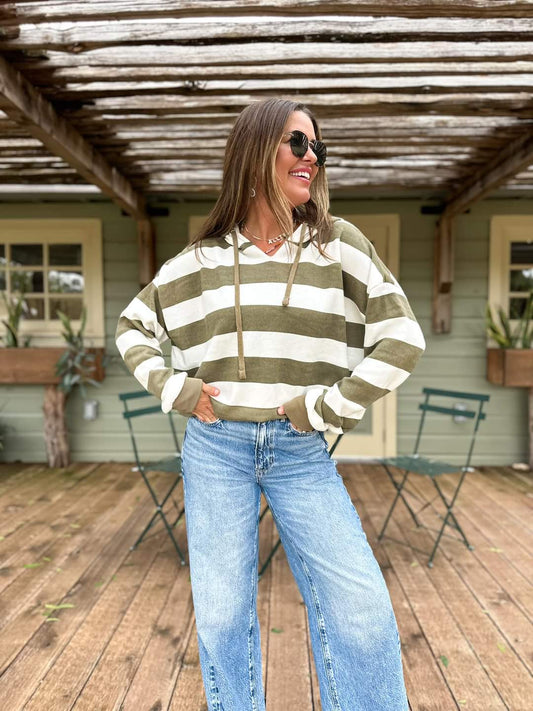 Olive Stripe Hoodie