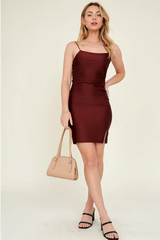 Casino Tricot Mini Dress in Rum