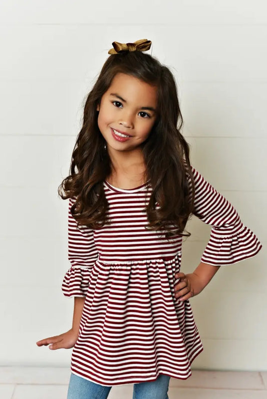 Haddie Striped Blouse Maroon