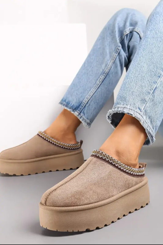 Camel Platform Slipon Shoes