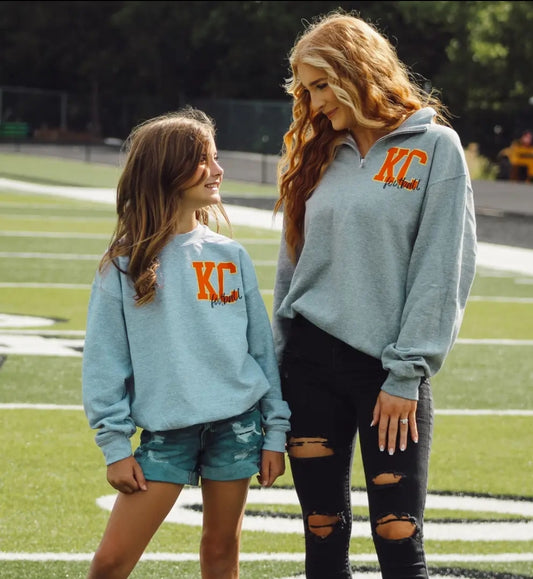 KC quarter zip screenprint
