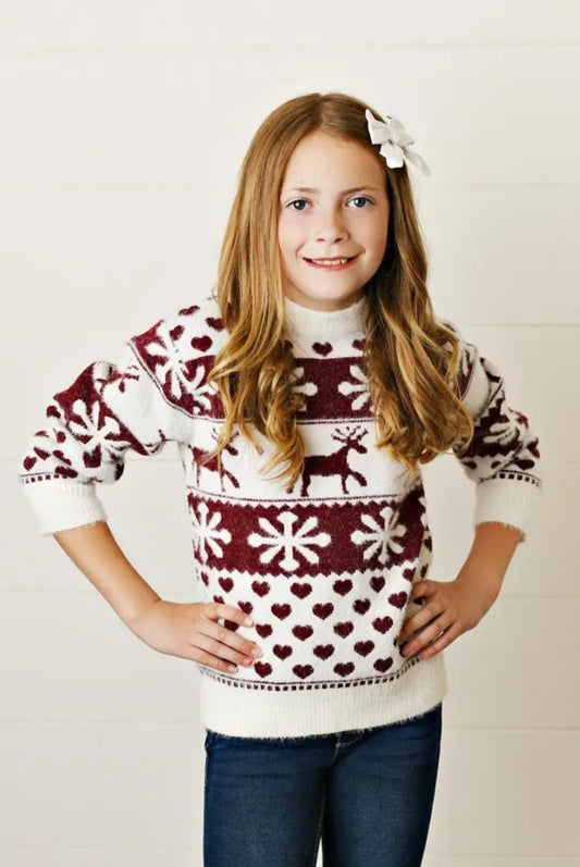 Girl's Faire Isle Sweater Deer