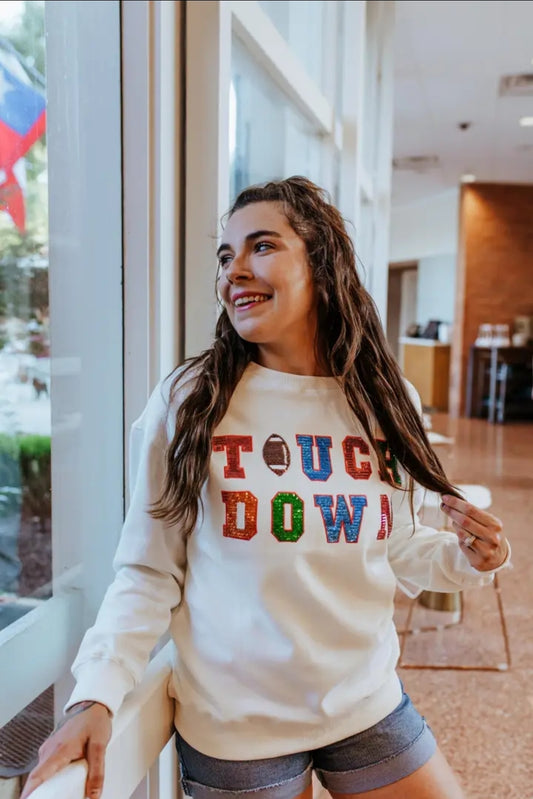 Touchdown Sequined Crew Plus