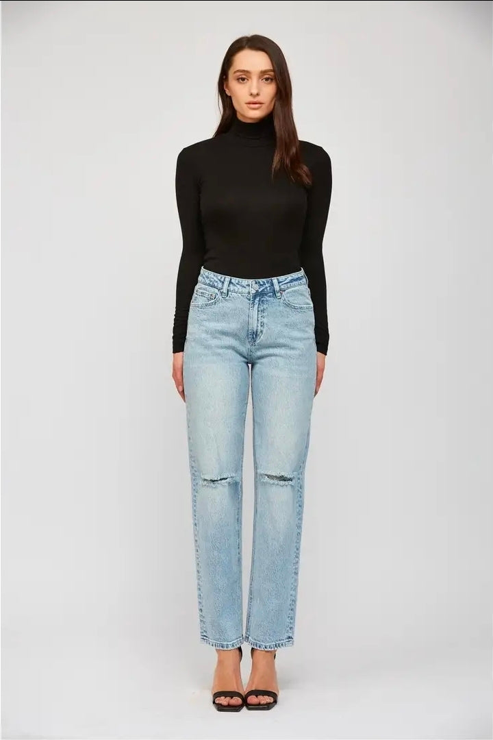 Micah Denim High Rise Straight Leg Argentinian Blue