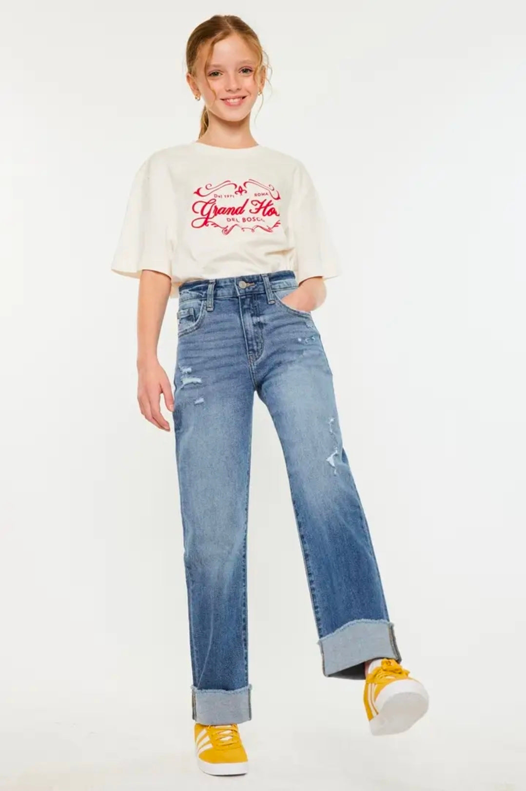 Kancan Girl's High Rise Straight Leg Jeans