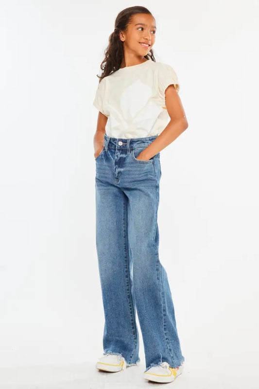 Kancan Girl's High Rise Wide Leg Jeans