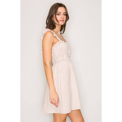 Striped Flutter Strap Mini Dress