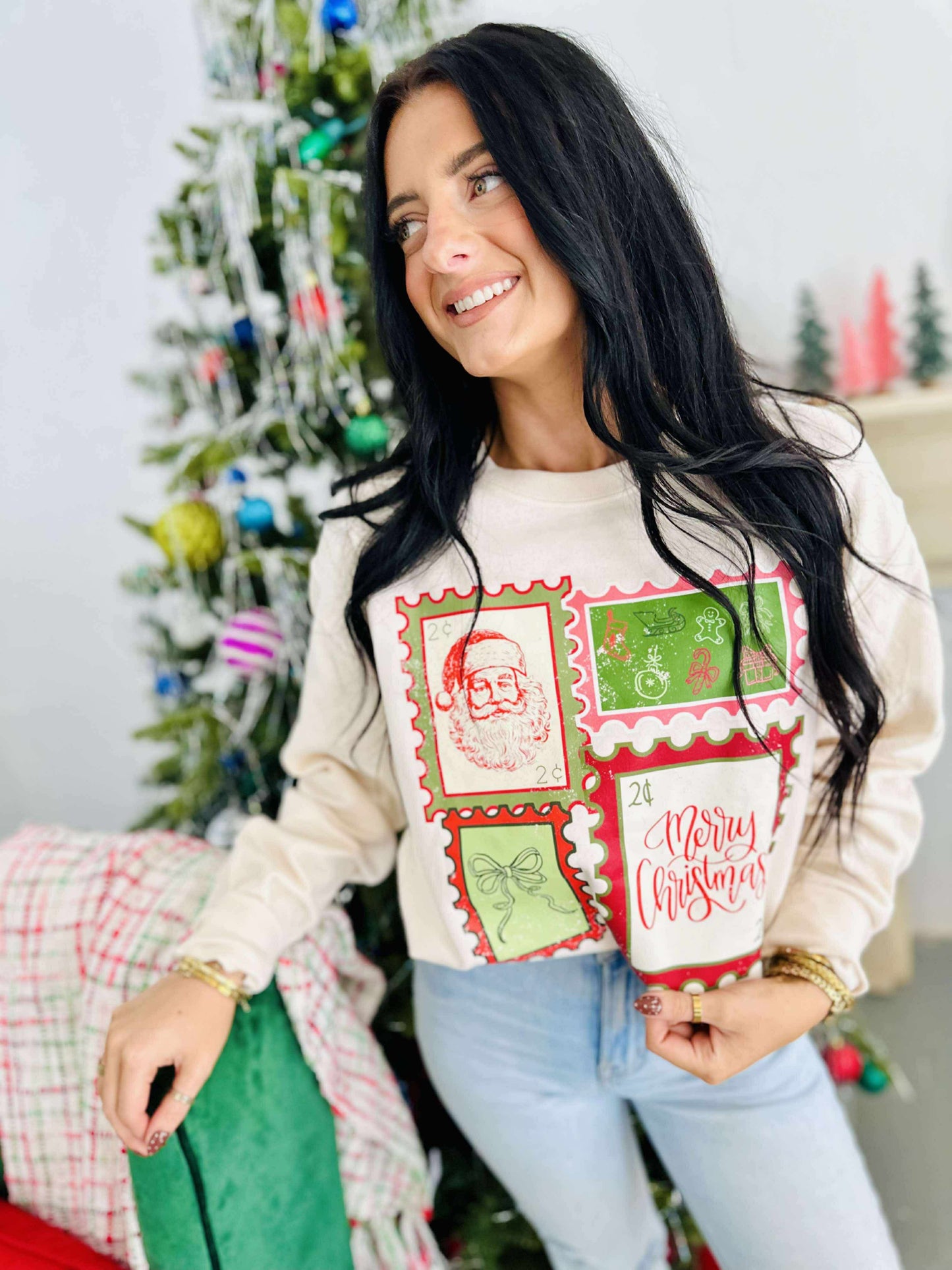 Holiday Things Stamps Christmas Graphic Sweatshirt