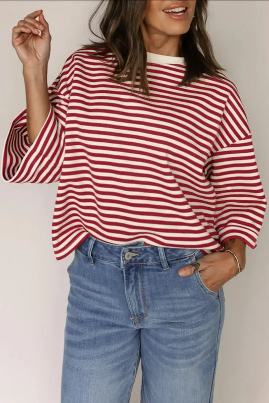 Harper Red Stripe Bowback Tee