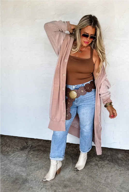 Desi Sweatshirt Cardigan Taupe